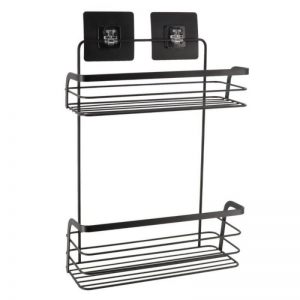 ŽIČANA DUPLA POLICA SAMOLEPLJIVA CRNA